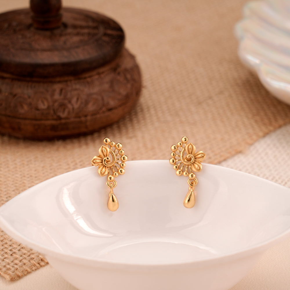 Sun Flower Burst Silver Gold Plated Stud