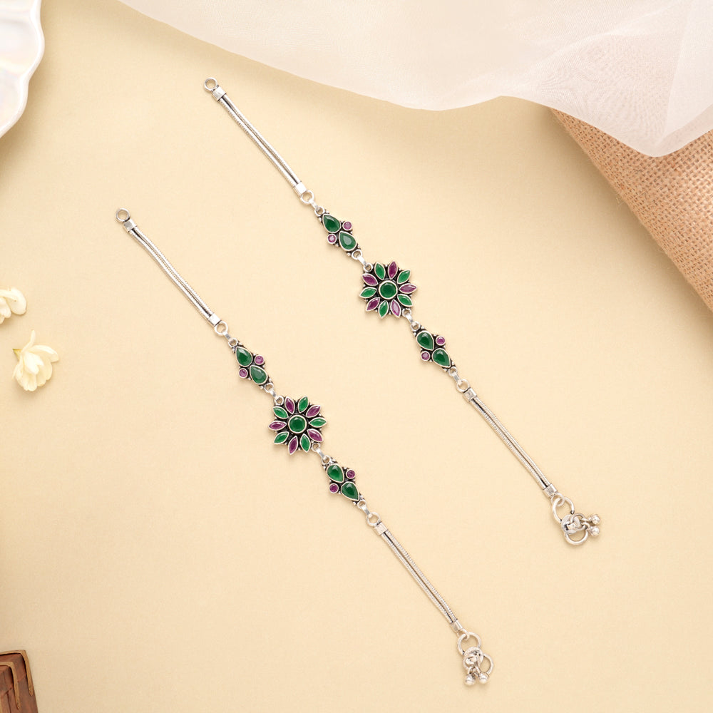 Premium Vintage Charm Silver Anklet
