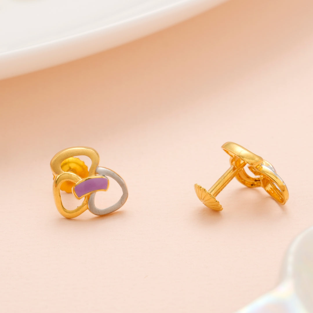 Lavender Enamel Charm Patel Gold Studs