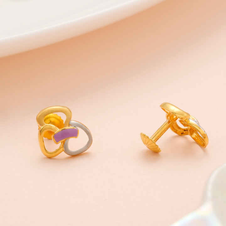 Lavender Enamel Charm Patel Gold Studs