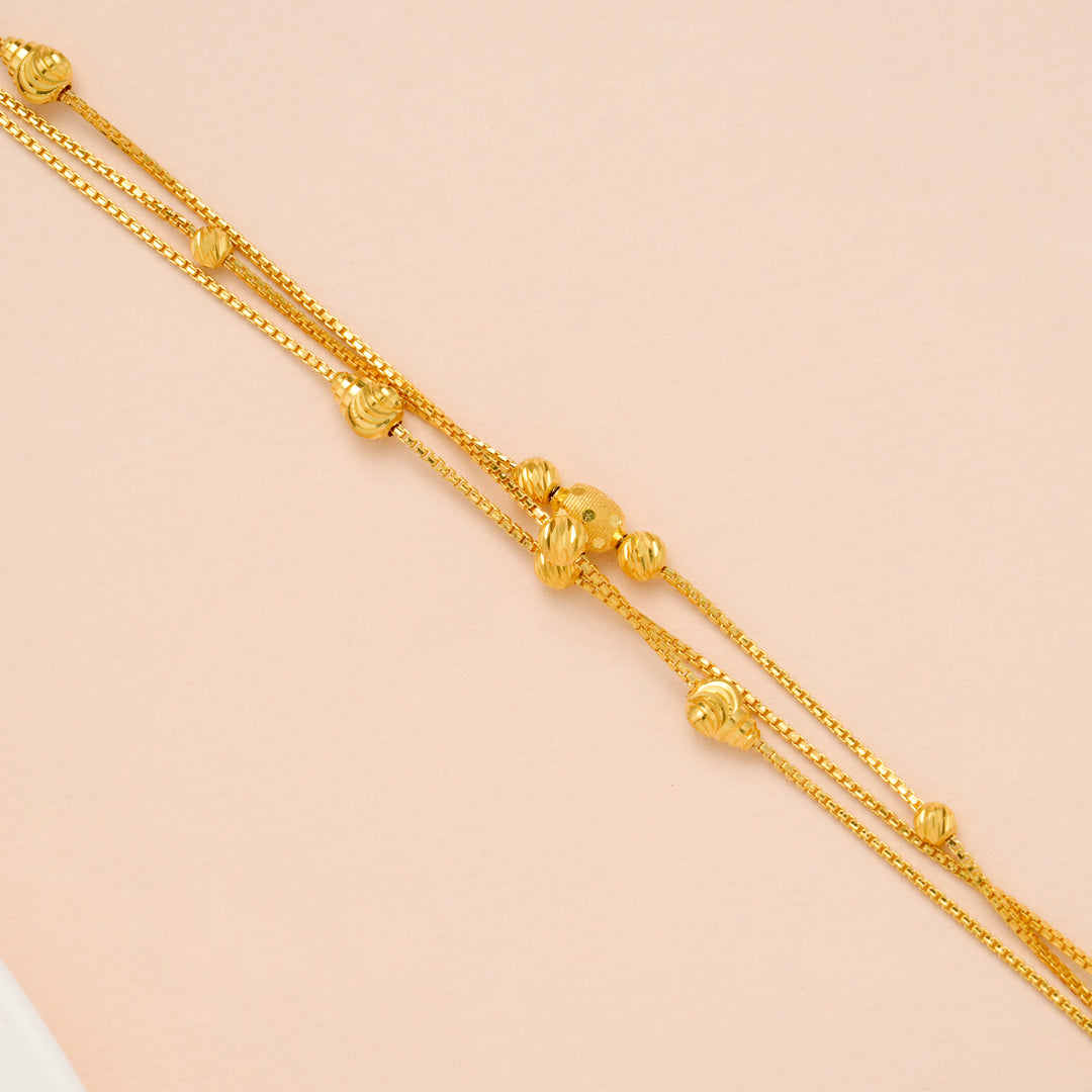 Triple Layer Ball Fancy Gold Bracelet for Women