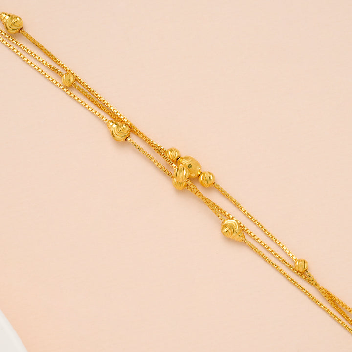 Triple Layer Ball Fancy Gold Bracelet for Women