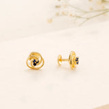 Twisted Rope Design Blue Stone Golden Stud