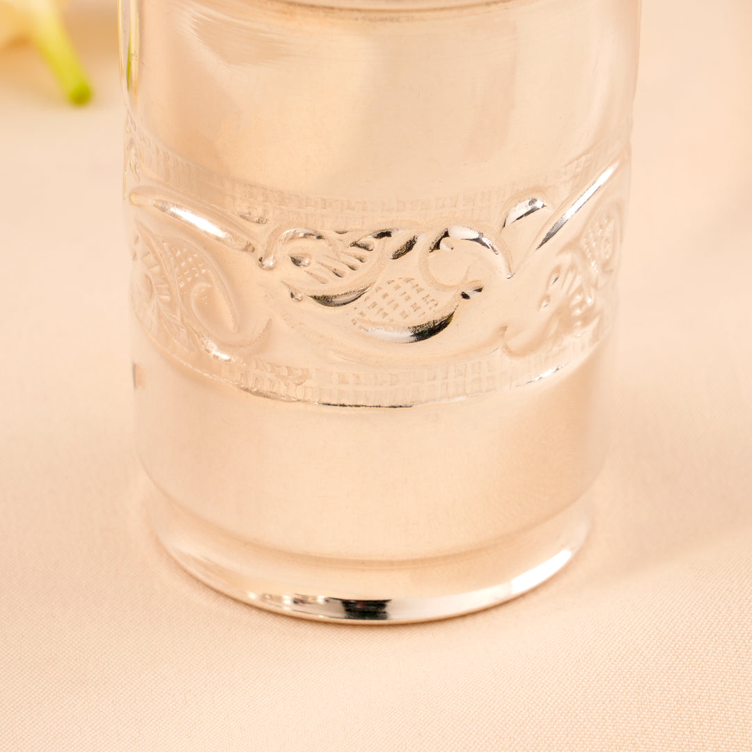 Flower Pattern Silver Glass