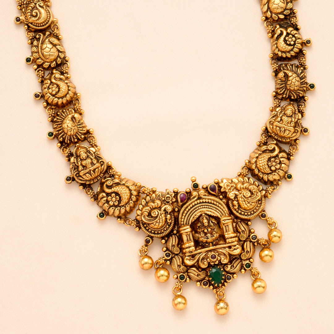 Temple Inspired Lakshmi Golden Drop Haram