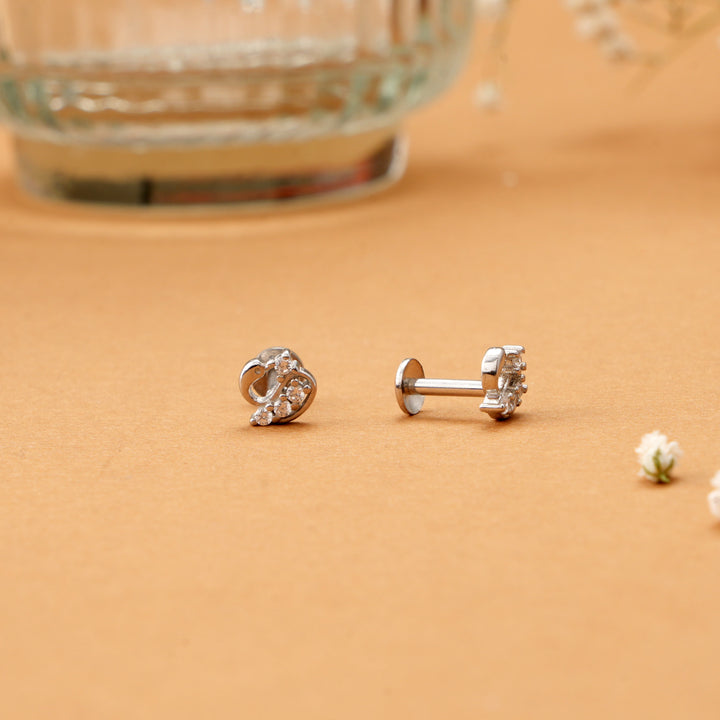 Minimalist Peacock Design Silver Stud