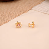Elegant Pink Enamel Casting Golden Stud