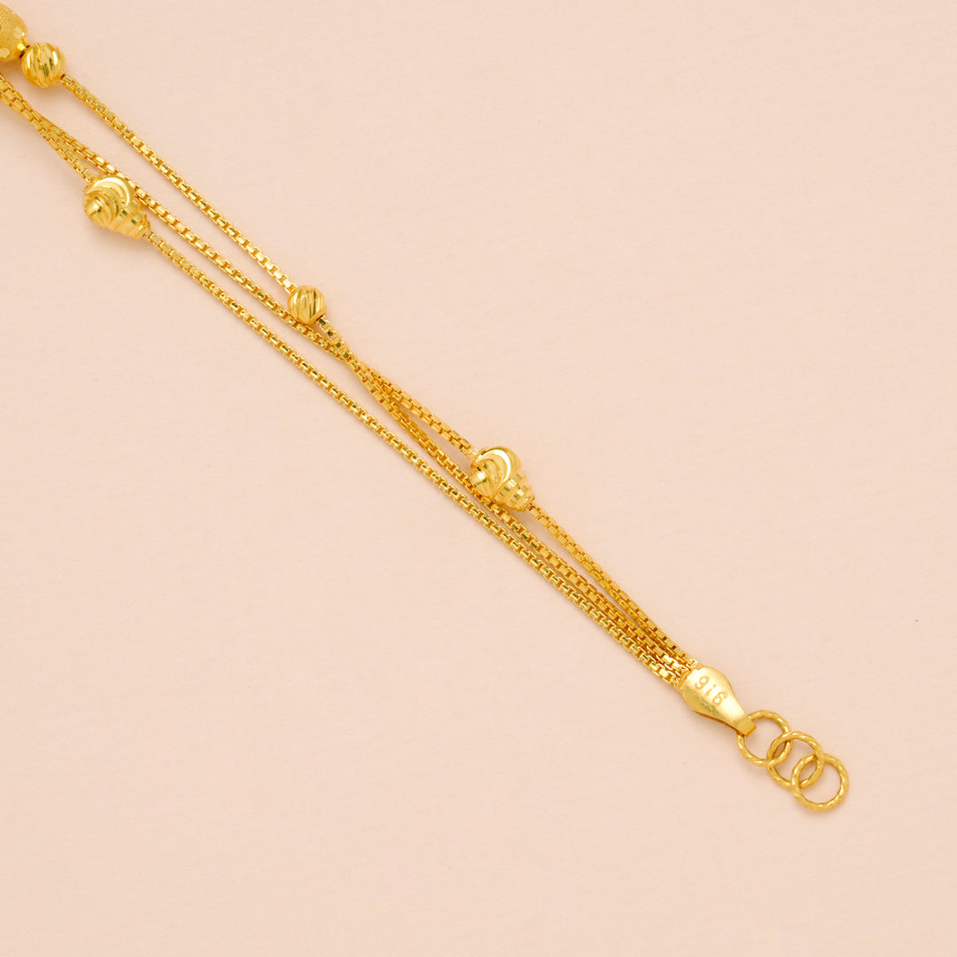 Triple Layer Ball Fancy Gold Bracelet for Women