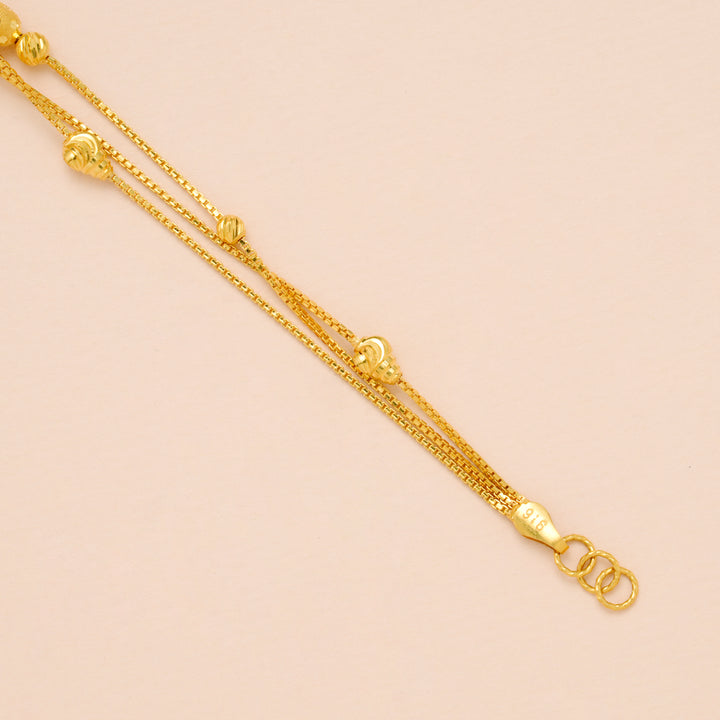 Triple Layer Ball Fancy Gold Bracelet for Women