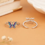 Cute Dual Tone Butterfly Silver Metti