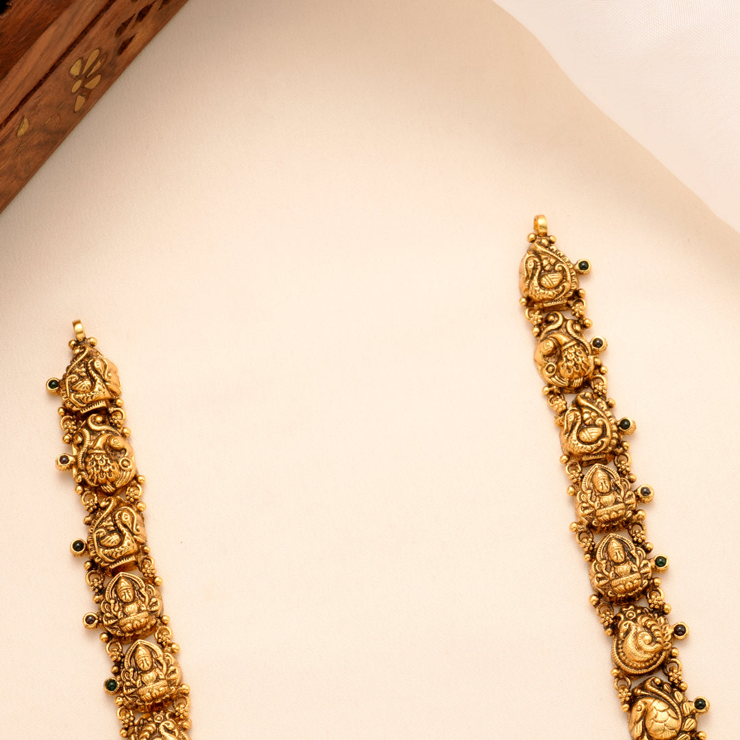 Temple Inspired Lakshmi Golden Drop Haram