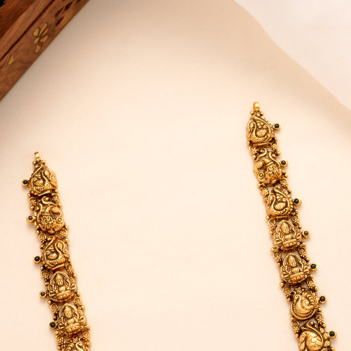 Temple Inspired Lakshmi Golden Drop Haram