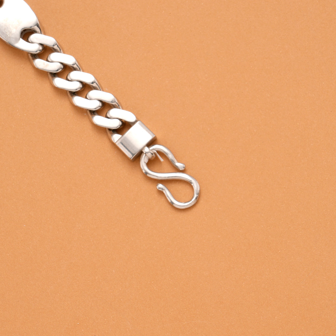 Cut Design Cuban Link Men's Silver Bracelet