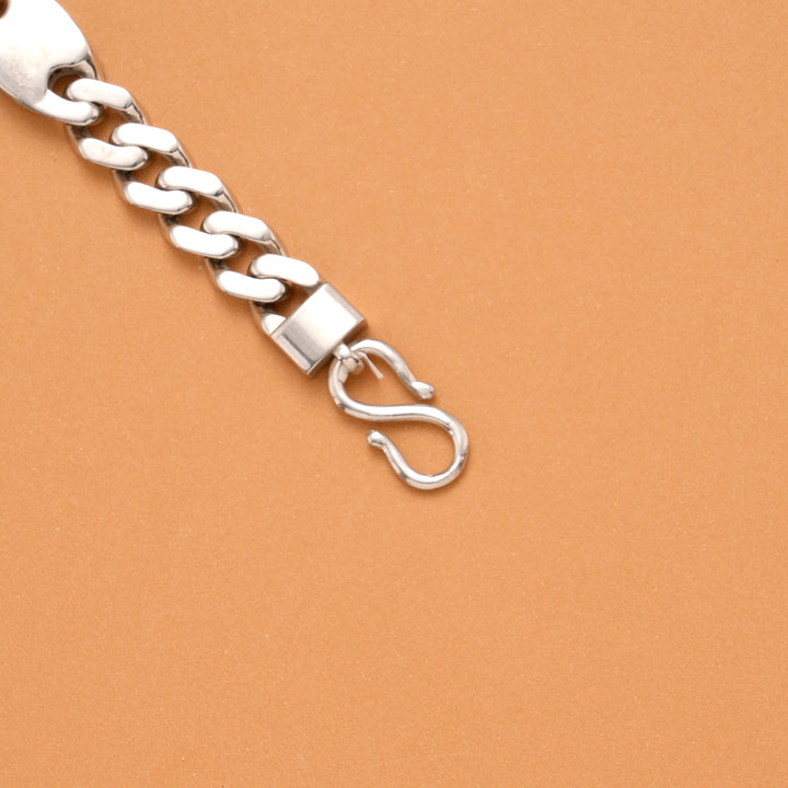 Cut Design Cuban Link Men's Silver Bracelet