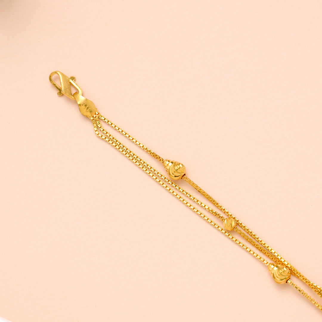 Triple Layer Ball Fancy Gold Bracelet for Women