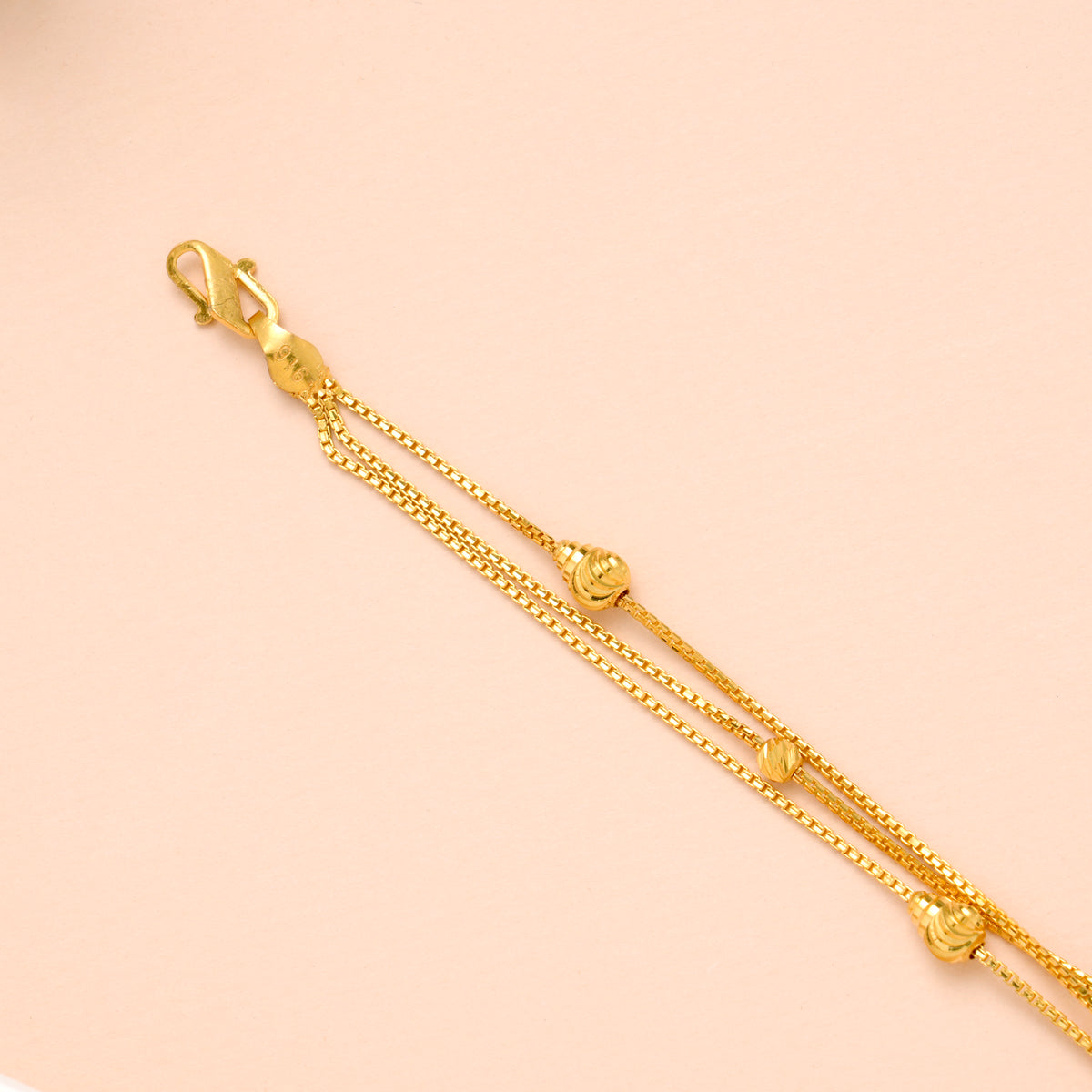 Triple Layer Ball Fancy Gold Bracelet for Women