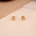 Elegant Pink Enamel Casting Golden Stud