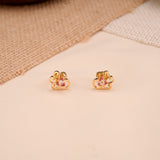 Elegant Pink Enamel Casting Golden Stud