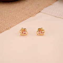 Elegant Pink Enamel Casting Golden Stud