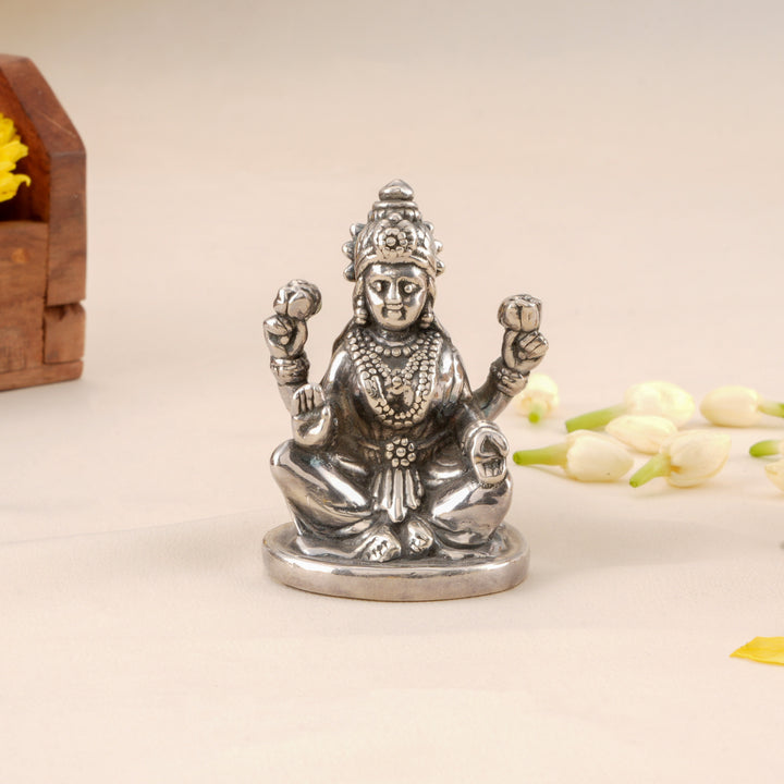 Traditional Antique Silver Lakshmi Idol