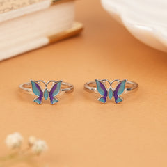 Cute Dual Tone Butterfly Silver Metti