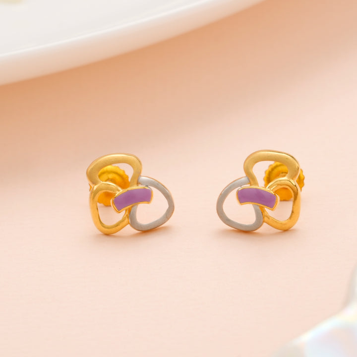 Lavender Enamel Charm Patel Gold Studs