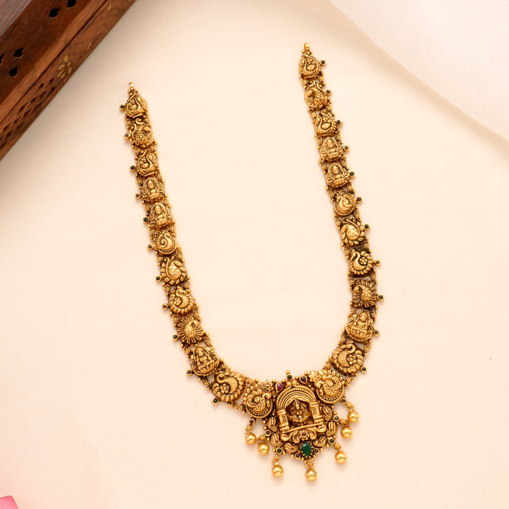 Temple Inspired Lakshmi Golden Drop Haram