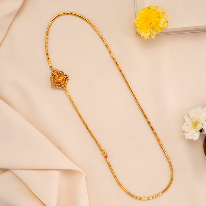 White Stone Lakshmi Silver Mugappu Chain