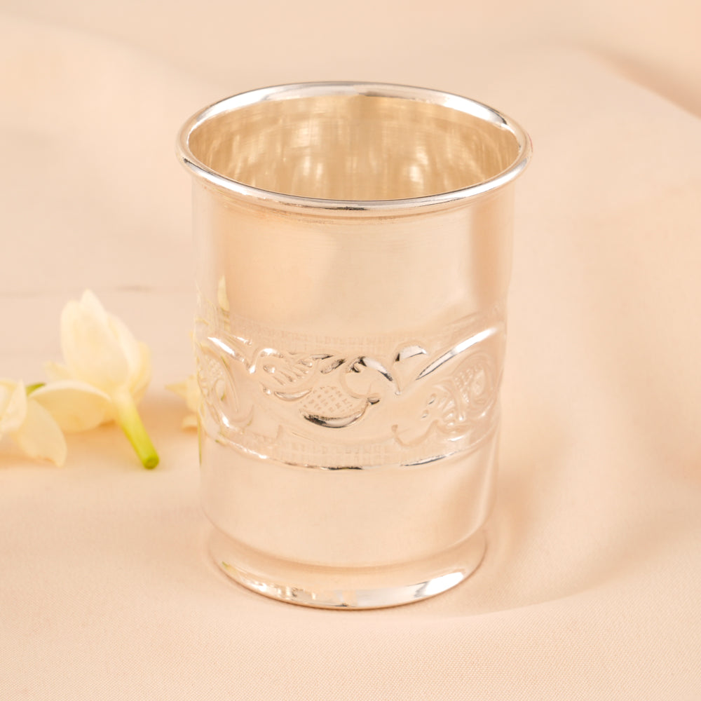 Flower Pattern Silver Glass