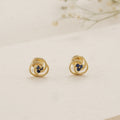 Twisted Rope Design Blue Stone Golden Stud