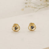 Twisted Rope Design Blue Stone Golden Stud