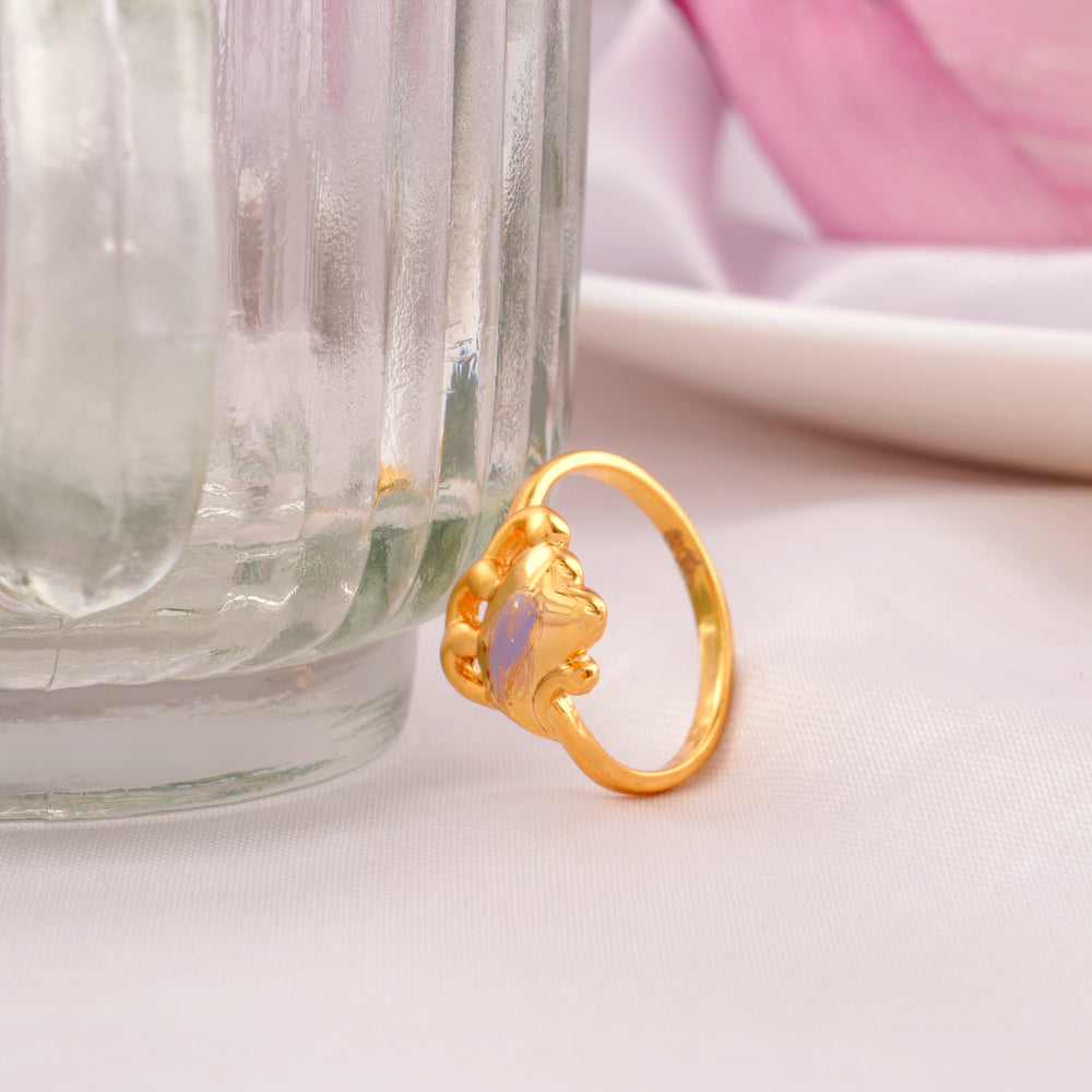 Heart Design Gold Plated Silver Ring