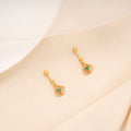 Trendy Green Stone Spiral Charm Golden Koppu