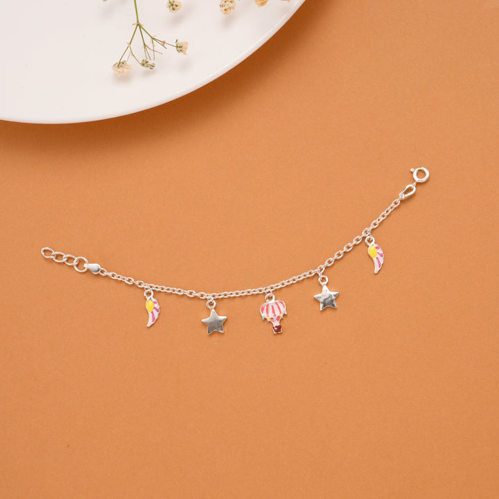 Hot Air Balloon Silver Star Baby Bracelet