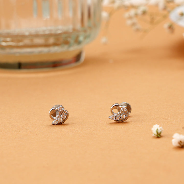 Minimalist Peacock Design Silver Stud