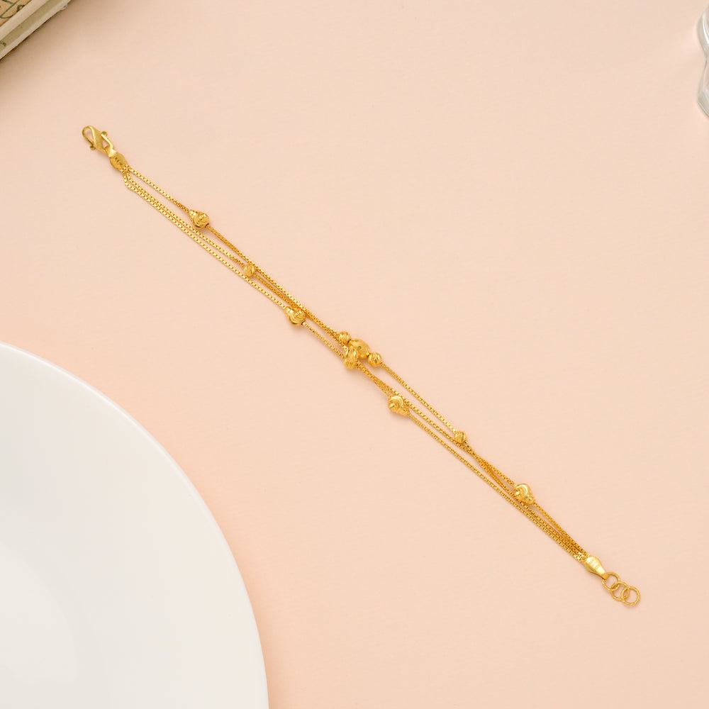 Triple Layer Ball Fancy Gold Bracelet for Women