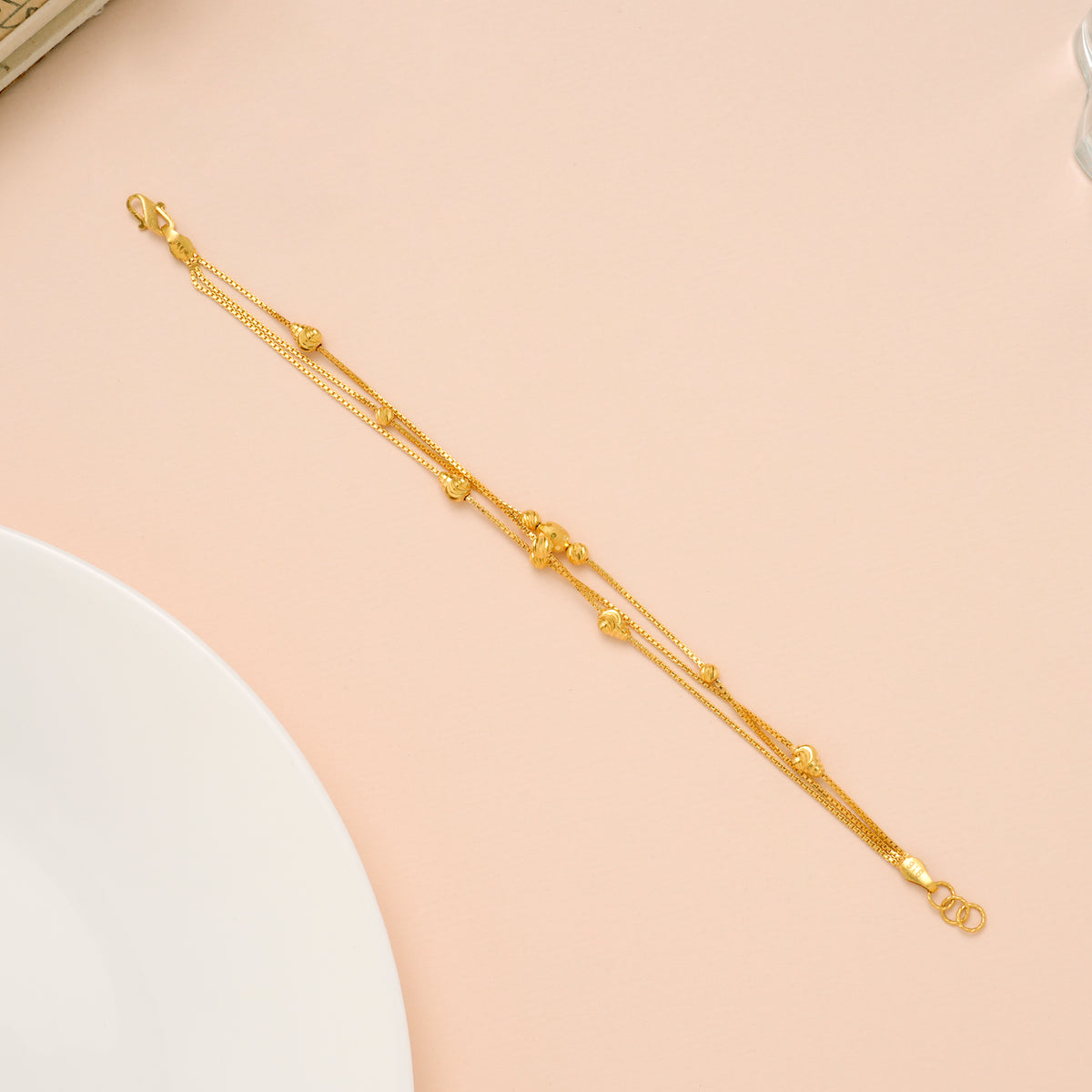 Triple Layer Ball Fancy Gold Bracelet for Women