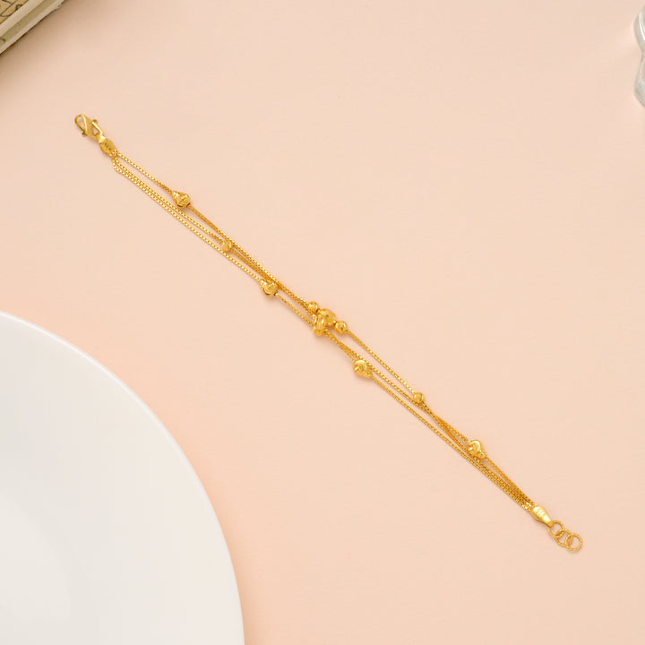 Triple Layer Ball Fancy Gold Bracelet for Women
