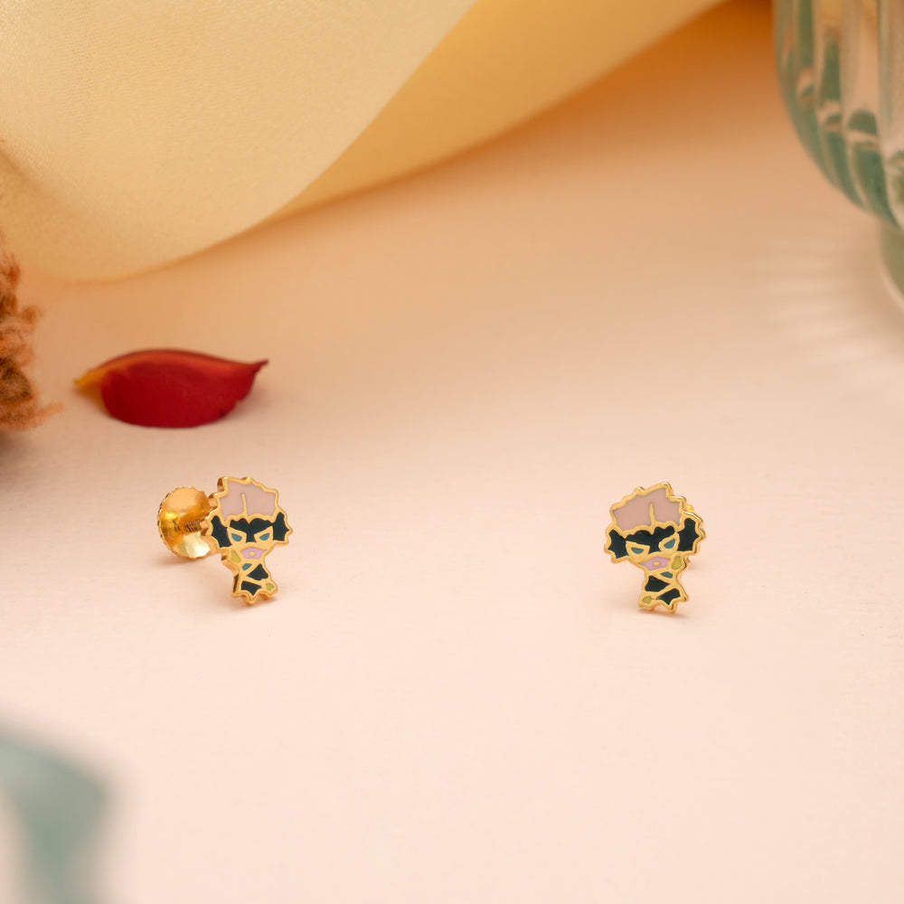 Cute Cartoon Toy Girl Baby Gold Stud