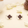 Ruby Blossom Cluster Silver Toe Ring