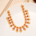 Ruby Heart Floral Golden Necklace