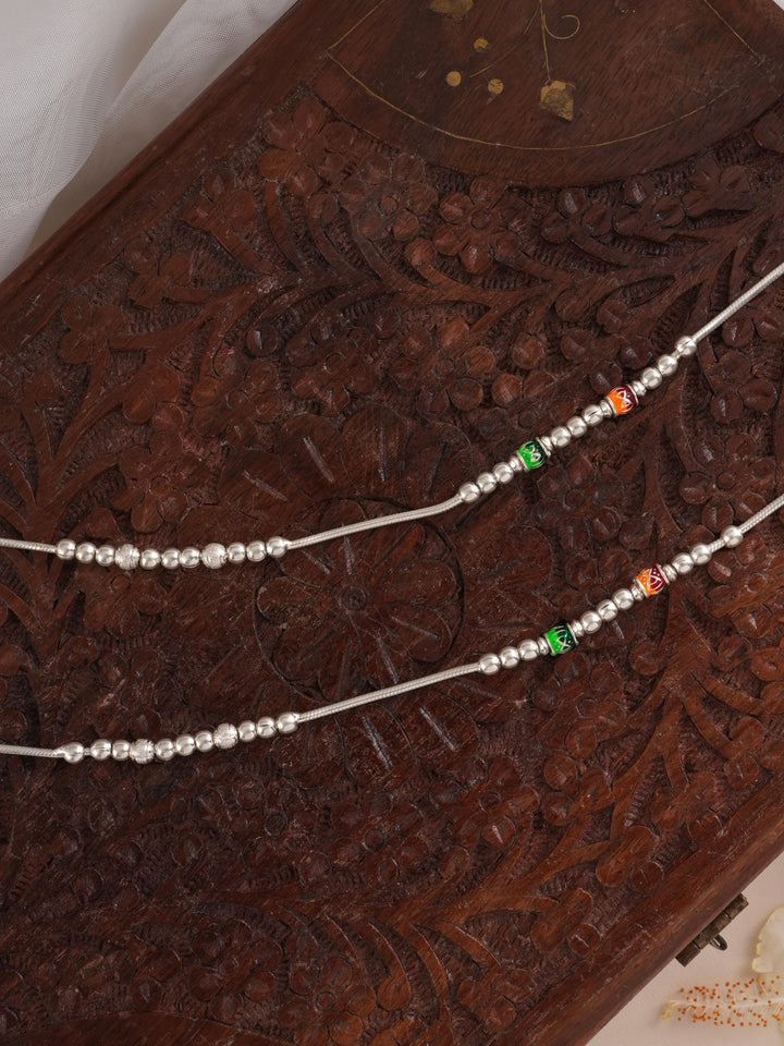 Latest Balls Bombay Model Silver Anklet