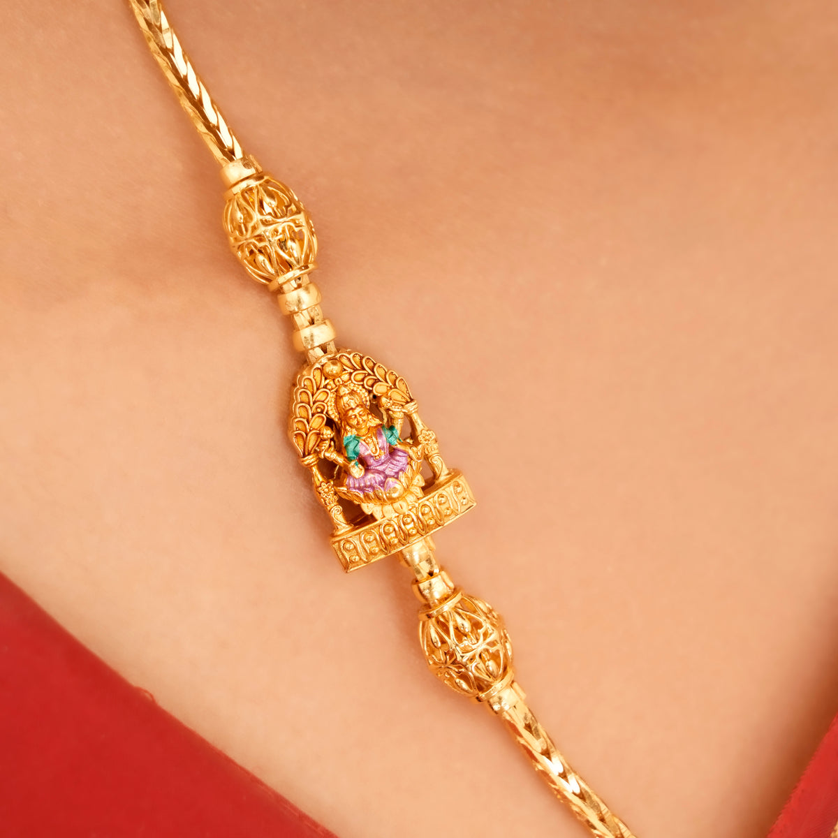 Temple Inspired Lakshmi Mugappu Chain