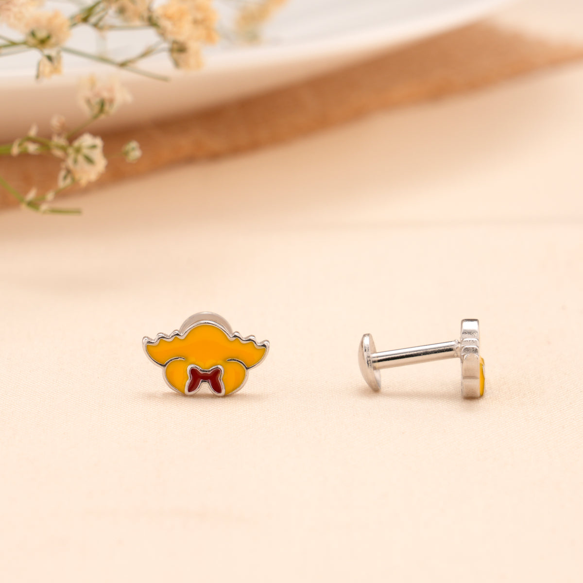 Yellow Baby Cap Stud Earrings