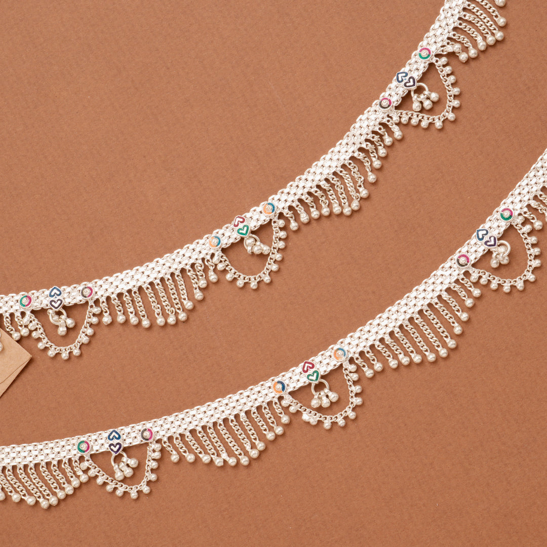 Elegant Chain Drops Fringe Bell Silver Anklet