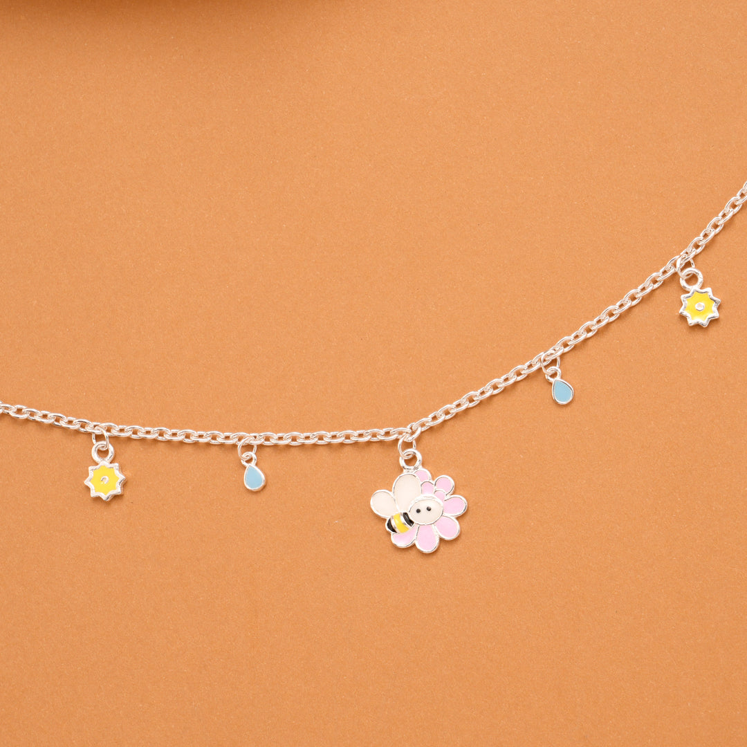 Charm Honey Bee Floral Silver Baby Bracelet