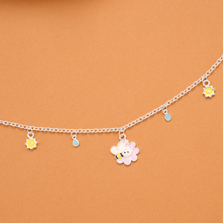 Charm Honey Bee Floral Silver Baby Bracelet