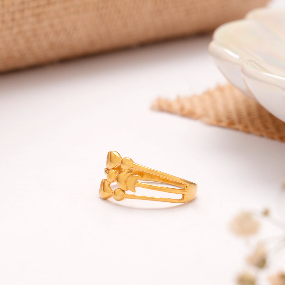 Multi Band Heart Design Golden Ring