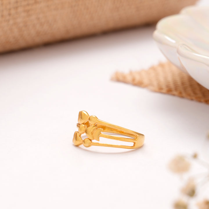 Multi Band Heart Design Golden Ring