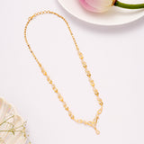 Leafy Pattern White Stone Golden Necklace Set